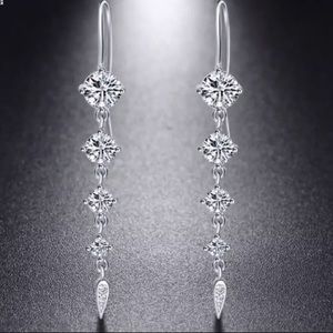 Long Leaf Shape AAA Cubic Zirconium Earrings